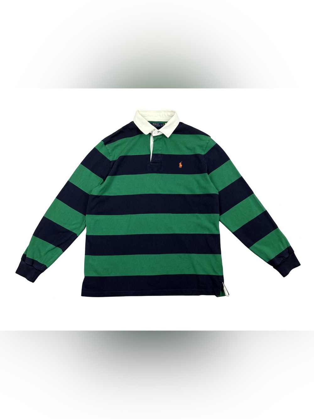 Polo by Ralph Lauren Green & Navy Wide-Stripe Rugby Polo